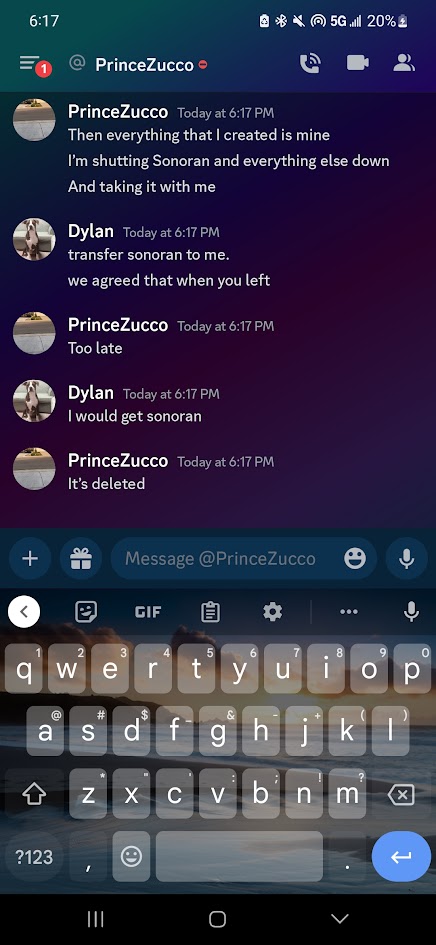 A portion of a discussion held in DMs between Prince and Dylan on June 3, 2023 regarding the deletion of assets owned by Prince after his ban. Retrieved 3/30/2025.