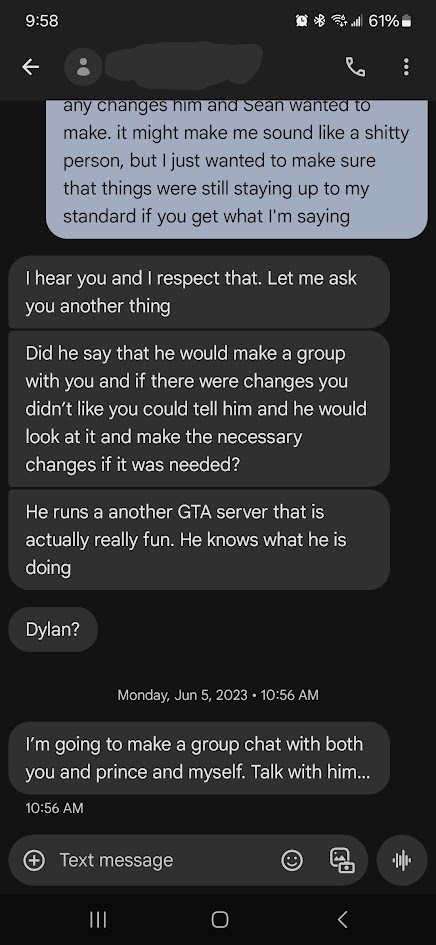 Texts between Heather and Dylan on June 4, 2023. We are unable to provide any further context to these messages.